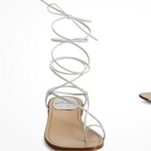 Stuart Weitzman Tan Leather Sandals US 5,5 barely there gold leather straps
